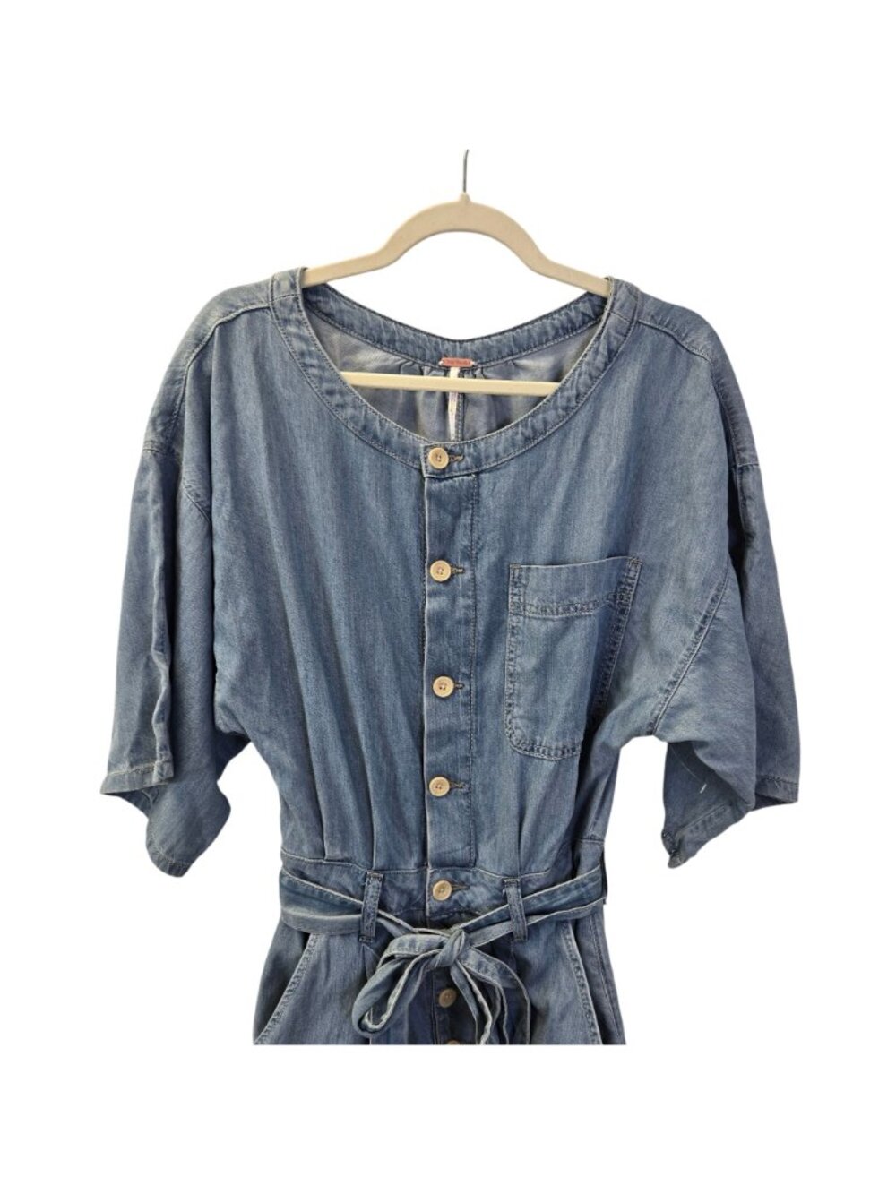 NWOT Free People Marley Chambray Denim Jumpsuit Size XS - Picture 4 of 9